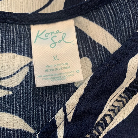 Kona Sol Floral Navy Swim Beach Cover-Up, size XL - Picture 8 of 9